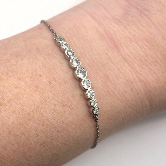 Kate Spade Full Circle Slider Bracelet - Silver Tone with Clear Cubic Zirconia - Picture 7 of 7